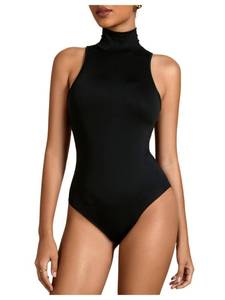 lot 2245 image: Milumia Women Sexy Mock Turtle Neck Sleeveless Tank Top Bodysuit Black Medium - Retail $20