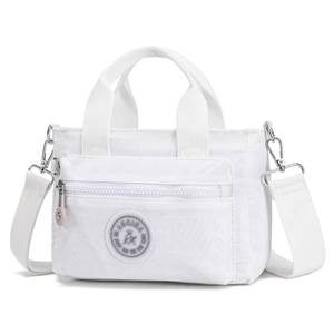 lot 2248 image: AOCINA Mini Tote Bag with Multi Pockets Small Crossbody Bags for Women Nylon Printed Shoulder Bag(White) - Retail $21