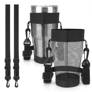 lot 2251 image: Linkidea 2 Pack Mesh Tumbler Carrier with Strap Compatible with 30oz YETI Rambler, Greens Steel Beast, RTIC Tumbler, Lightweight Waterbottle Net Sling Holder, 59 Long Shoulder Strap - Retail $12