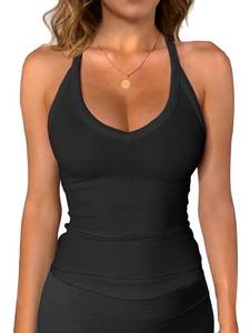lot 2252 image: iGENJUN Workout Tops for Women Racerback Tank Tops 2025 Yoga Gym Ribbed Sleeveless Shirts Clothes,L,Black - Retail $15