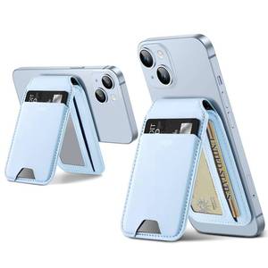 lot 2268 image: ESR Magnetic Wallet, Compatible with MagSafe Wallet with Adjustable Stand, for iPhone 171615141312 Series, Not for iPhone 1312 mini, 3 Card Holder, Vegan Leather, Blue - Retail $20