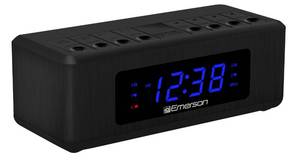 lot 2293 image: Emerson CK2023AMFM Dual Alarm Clock Radio with 0.6 Blue LED Display, 4-Level dimmer, and Wake to RadioBuzzer Alarm, Black - Retail $15