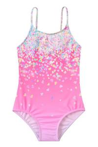 lot 2294 image: Idgreatim Girls Sparkly Swimsuits Size 6 7T Pink One Piece Bathing Suits Quick-Dry Swimwear for Gift - Retail $13