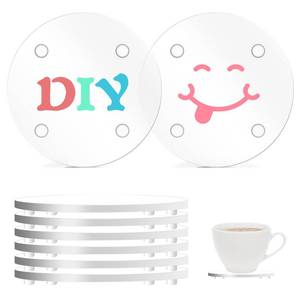 lot 2313 image: 8 Pack Acrylic Coaster Round Transparent DIY Coaster for Desk DIY Clear Desk Coast Drink Cup Ornaments for Home Kitchen Bar Dining Table - Retail $11