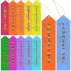 lot 2325 image: Award Ribbons Bulk Participant Ribbons for Prizes Fun Award Honorable Mention Set with Event Card and Rope for Kids Competition Sports Event School Contest - Retail $15
