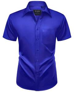 lot 2336 image: Alimens & Gentle Mens Short Sleeve Dress Shirts Wrinkle Free Solid Casual Button Down Shirts with Pocket, Royal Blue, Small - Retail $16