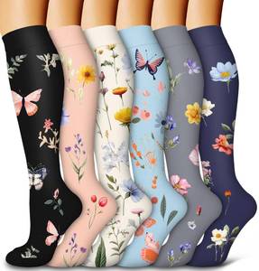 lot 2358 image: Bluemaple 6 Pack Copper Compression Socks for Women and Men Circulation-Best Support for Medical, Running,Nursing,Athletic - Retail $22