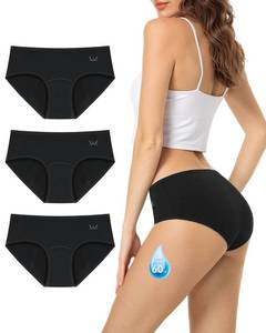 lot 2361 image: TANSTC Postpartum Underwear Women Heavy Flow Leakproof Cotton Menstrual Hipster Briefs Black M - Retail $30