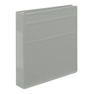 lot 2375 image: Carstens 1.5-Inch Heavy Duty 3-Ring Binder - Side Opening, Ash Gray, Durable Plastic, Precision No-Gap Rings, Waterproof Cover, No Pockets, Holds 250 Letter Sheets, BPA-Free, Made in USA (2020-3R) - Retail $24
