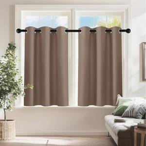 lot 2376 image: PONY DANCE Kitchen Window Curtains Short 36 inch Length, Blackout Privacy Half Window Drapes for Bedroom Bathroom Dining Living Room Cafe Office(2 Panels, W 42 x L 36 inches, Mocha) - Retail $20
