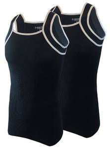lot 2378 image: Different Touch 2 Pack Mens Tank Tops Square Cut Muscle Rib A-Shirts (XL, Black WGrey Trim) - Retail $22