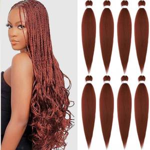 lot 2384 image: Pre Stretched Braiding Hair 8 Packs 30 inch Long Braiding Hair Prestretched Crochet Braids Hair Professional Yaki Straight Synthetic Hair Extensions(30,Red Brown)