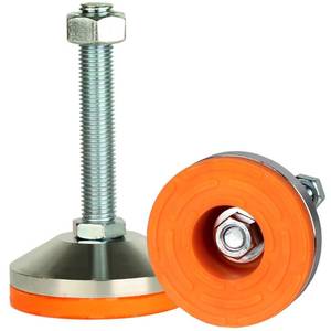 lot 2385 image: MUHOUZHINANG Heavy Duty Leg levelers ��Leg Leveler 3.14 Dia Base,Adjustable Leveling feet M16 Thread, 2600 Lb Capacity,Capacity for Workbench, Machine, Cabinet (D80xM16x100,2Pack, Orange) - Retail $29
