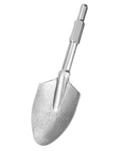 lot 2386 image: QWORK 17.5-Inch Alloy Steel Scoop Shovel Chisel Bit for Electric Demolition Hammers and Jack Hammers - 1-18 Hex Shank - 5 Width - Retail $29
