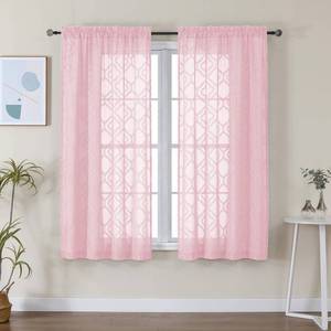 lot 2400 image: Lecloud Wasa Blush Pink Sheer Curtains 63 Inch Set of 2, Classic Solid Jacquard Curtains for Girls Room, Light Filtering & Lightweight Gauzy Rod Pocket Window Curtains for Bedroom, 42 W x 63 L - Retail $10