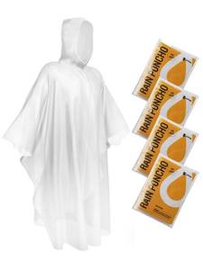 lot 2401 image: SaphiRose Disposable Rain Ponchos Emergency Clear Poncho (4 pack, Clear) - Retail $7