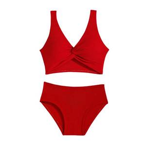 lot 2402 image: J�E Sterguard Girls Two Piece Swimsuits Teen Bikini with Removable Bra Padded Girls Swimwear Ribbed Bikini Criss Cross Girl Swimsuits Size 13 1287D Red 13y - Retail $24