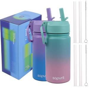 lot 2407 image: Kids Water Bottle, 12oz Water Bottles Kids with Straw and Stickers, Stainless Steel Vacuum Double Wall Insulated cup, Kids Water Bottle for School, Gifts for Girls (12OZ GREEN PINK12OZ PURPLR BLUE)&nbsp