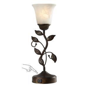 lot 5346 image: RORIANO Touch Bedside Table Lamp, Vintage Nightstand Lamp with 2 USB Ports for Living Room, 3 Way Dimmable Leaf Lamp Retro Table Lamp for Bedroom with White Glass Shade, LED Bulb Included - Retail $50