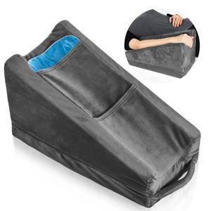 lot 5360 image: Buryeah Arm Elevation Pillow with 2 Pockets, Soft Ergonomic Support Pillow for Elbow Rest Wedge Broken Arm Gifts with High Density Foam for Recovery Sleeping(Dark Gray) - Retail $30