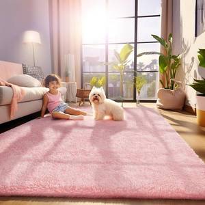 lot 5367 image: Ophanie Pink Area Rugs for Bedroom Girls, 5x8 Kids Fluffy Fuzzy Furry Shag Carpet, Plush Soft Cute Baby Shaggy Bedside Indoor Floor Rug for Teen Dorm Home Decor Aesthetic, Nursery - Retail $56