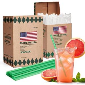 lot 5369 image: Glotoch Express 1000 PCS Individually Wrapped Green Plastic Straws, 10.25 Long, 0.24 Diameter Disposable Drinking Straws for Every Occasion, Party, Made in USA - Retail $17