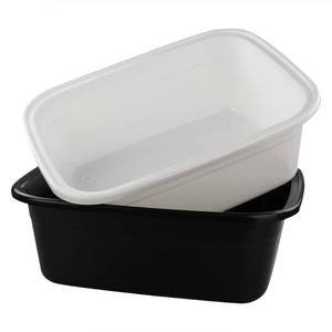 lot 5373 image: Fiazony 2-Pack Multi Purpose Washing Basin, Plastic Wash Tub, 18 QT Dish Pan (Black, White) - Retail $25