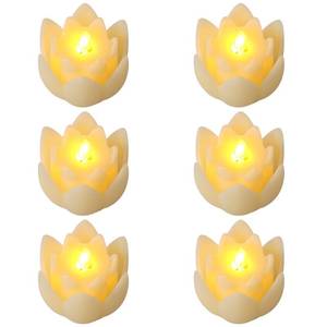 lot 5376 image: 6 PCS Diwali LED Lotus Table Candles - 3���� Lotus Lamps Electronic Buddhist Lights Battery Operated Buddha Flickering Warm White Lights for Home Decorative Temple Desktop Centerpiece - Retail $19