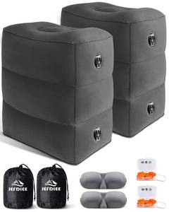 lot 5378 image: JefDiee Inflatable Travel Foot Rest Pillow, Kids Airplane Bed, Adjustable 3 Layers Height Leg Rest Pillow, Adults Travel Essentials Great for Airplane, Office, Home, Trains, Cars (2 Pack-Dark Grey) - Retail $44