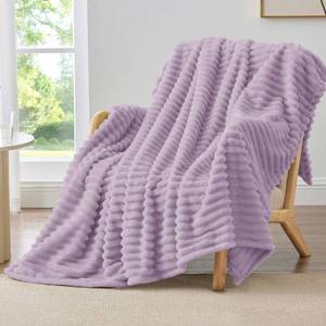 lot 5392 image: BEDELITE Fleece Throw Blanket for Couch - 300GSM Soft & Warm Fluffy Lilac Blanket, Decorative and Giftable Striped Blankets for Women, Men, 50x60 - Retail $17