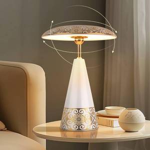 lot 5398 image: Marrakech Rechargeable Cordless Touch Table Lamp, Portable Dimmable Wireless Desk Lamp, Retro Magnetic LED Nightlight Lamp with 360° Rotating Shade, 3-Color Light, Type-C Charging (White) - Retail $33
