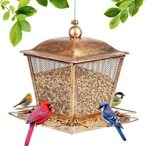 lot 5408 image: LBTING Bird Feeder for Outdoor, Squirrel Proof Metal Wild Bird Feeder Decoration for Hanging Outside Garden Yard, Retro Gazebo-Shaped - Retail $20