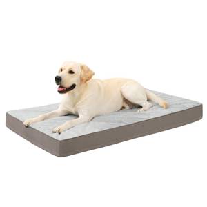 lot 5409 image: KSIIA Orthopedic Dog Bed Dog Crate Bed Waterproof for Large Dogs Deluxe Plush Washable Pet Mat with Egg Crate Foam & Removable Cover, 35 x 22 Inch, Gray - Retail $25