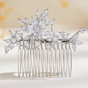 lot 6302 image: AW BRIDAL Cubic Zirconia Wedding Hair Comb - Silver - All Hair Types - Brides, Bridesmaids, Women - Retail $10