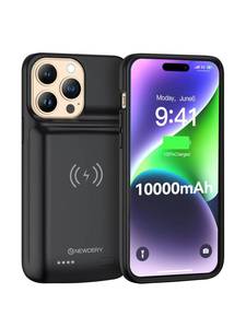lot 6307 image: NEWDERY 10000mAh Battery Case for iPhone 1414 Pro1313 Pro 6.1, Qi Wireless Charging & Wired Headset & Sync-Data Supported, Portable Protective Charger Cover (NOT for iPhone 1413 Pro Max) - Retail $50