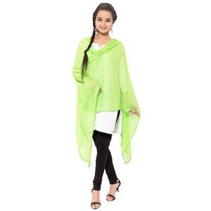lot 6323 image: Stylesindia Cotton Solid Colors Women Dupatta scarves Shawl-Parrot Green - Retail $11