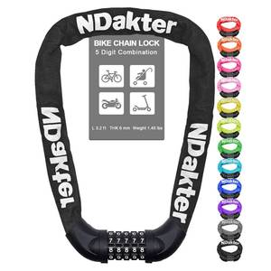lot 6324 image: NDakter Bike Chain Lock, 5 Digit Combination Heavy Duty Anti Theft Bicycle Chain Lock, 3.24.275Ft Long Security Resettable Bike Locks for Bike, Bicycle, Scooter, Motorcycle, Door, Gate, Fence - Retail $15