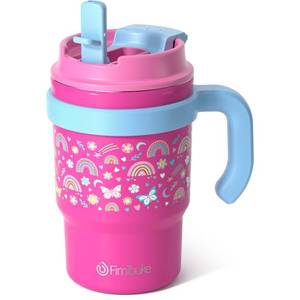 lot 6337 image: Fimibuke Kids Insulated Tumbler with Handle & Straw - 16oz Leak Proof Toddler Tumbler with SipSwig 2-in-1 Lid, BPA FREE 188 Stainless Steel Kids Water Bottle Drinking Cups Travel Mugs for Boys Girls - Retail $17