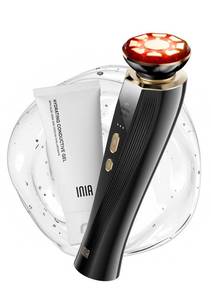 lot 6338 image: INIA Micro-Current Facial Device, 3-in-1 Facial Massager Red Light Therapy for Face and Neck True Beauty Glow Device Effective for Wrinkle and Puffiness - Retail $90