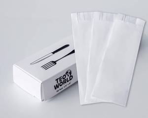 lot 6372 image: A100 Pack 100% White Kraft Paper Bags, 2.75 x 10 inches White Plain Bag Kitchen Cutlery Utensils Holder (Box of 100 pcs) - Retail $11