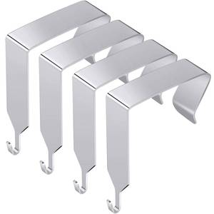lot 6374 image: Funrous Over The Door Hook Panel Wall Metal Cubicle Picture Over Door Hanger for Clothing Mirror Hooks Office Cubicle Whiteboard Hanger(Silver,4 Pieces) - Retail $10