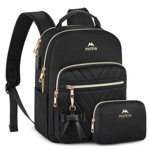 lot 6386 image: MATEIN Mini Backpack for Women, Waterproof Stylish Daypack Purse Shoulder Bag with USB Charging Port, Lightweight Small Casual Daily Travel Backpack, Lady Girls Gifts for Work School, 2pcs Sets, Black - Retail $28
