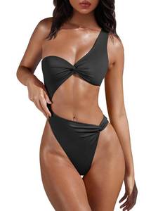 lot 6392 image: XXTAXN Womens Sexy Thong Cutout Monokinis Tie Beach One Piece Swimsuit Bathing Suit Black size small - Retail $26