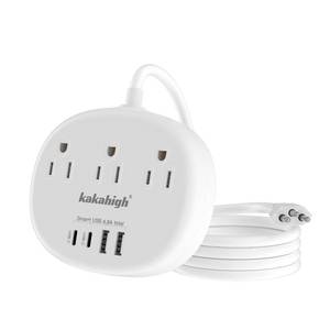 lot 6396 image: Brazil Power Adapter, Outlet Adapter for Brazil with 3 American Outlets 4 USB Ports (2 USB-C) Total 24W, Type N Plug Adapter for USA to Brazil, 5FT - Retail $18