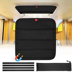 lot 6397 image: funomo Magnetic RV Window Shade, 16 � (L) x 16 � (W), Foldable Magnet RV Blackout Ventilation Cover, UV Rays Protection Camper Trailer Fan Vent Cover, Waterproof Thickened Oxford Fabric (Black) - Retail $18