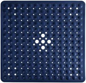 lot 6401 image: Yimobra Shower Stall Mat Non Slip, 21x21 Inch, Soft Square Bath Mat for Shower with Suction Cups and Drain Holes, Stall Floor Mats for Bathroom, Machine Washable, Bathroom Accessories,Navy Blue - Retail $19