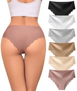 lot 6407 image: Riozz Sexy Seamless Underwear Wave Edge No Show Bikini Panties V-waist Ice Silk Hipster Lady Cheeky Invisibles Briefs 6 Pack size small - Retail $15