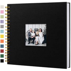 lot 6416 image: Hiwhy Scrapbook Photo Album Linen Cover, 10 x 10 Inch Hardcover Kraft White Pages Memory Book, for Travel Wedding Guest Book Christmas Baby Shower (40 Sheets 80 Pages,Black) - Retail $23