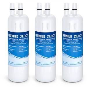 lot 6418 image: W10295370A Water Filter Replacement Compatible with W10295370, EDR1RXD1, Filter 1, WHR1RXD1, KAD1RXD1, P8RFWB2L, P8WB2L, P4RFWB, P5WB2L, Pack of 3,By DESENRUIS - Retail $25