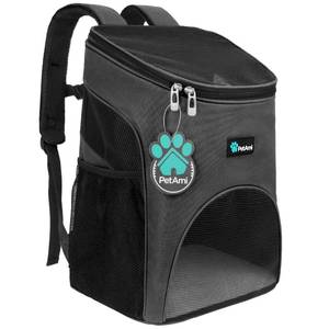lot 6422 image: PetAmi Small Dogs and Cat Backpack Carrier, Airline Approved Pet Backpack Carrier, Ventilated, Safety Strap, Buckle Support Designed for Hiking Travel Camping Outdoor, Max 18 lbs (Gray) - Retail $25